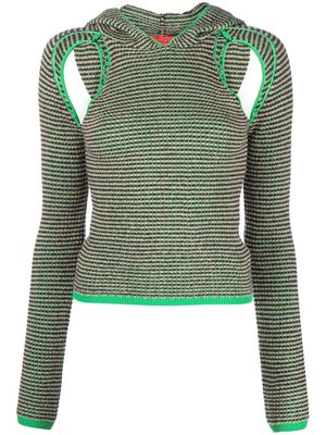 Eckhaus Latta Pixel cut-out hoodie - Green