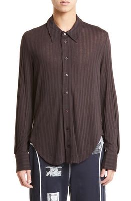 Eckhaus Latta Shrunk Textured Stripe Button-Up Shirt in Ripple