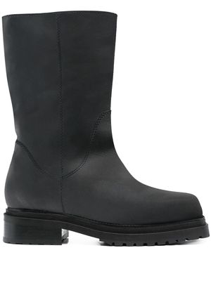 Eckhaus Latta square-toe 45mm leather boots - STACKED BOOT 2 M - BLACK LEATHER