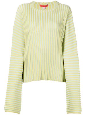 Eckhaus Latta striped-jacquard long-sleeved top - Green
