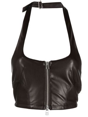 Eckhaus Latta Switch faux-leather halterneck top - Brown