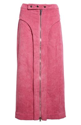 Eckhaus Latta Zip Detail Wide Wale Corduroy Skirt in Pitaya
