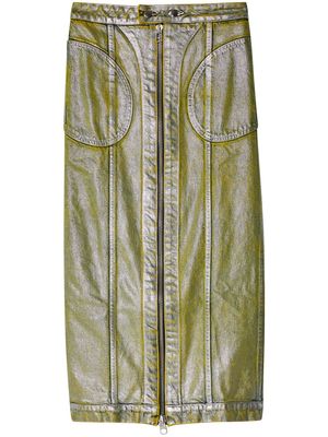 Eckhaus Latta zip-up metallic denim skirt - Silver