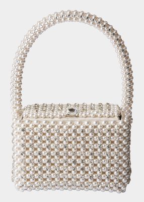 Eclipse Pearly Crystal Top-Handle Bag