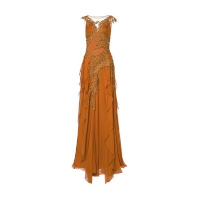 Eco-friendly chiffon dress with floral pattern lace