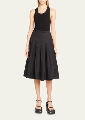 Eco Poplin Pleated Wrap Midi Skirt