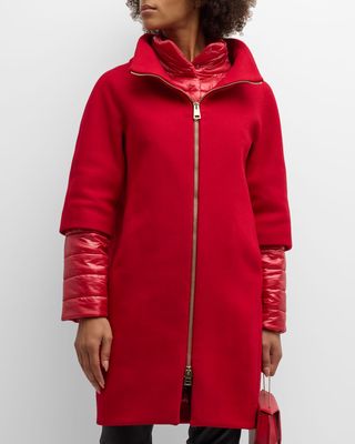 Eco-Wool Cocoon Coat with Wind Guard
