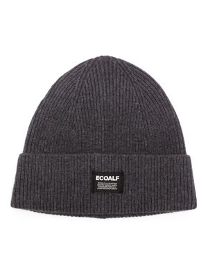 Ecoalf logo-patch ribbed-knit beanie - Grey