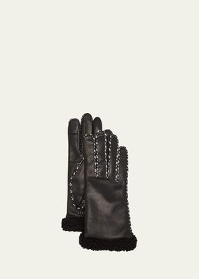 Ecru Stitched Leather Gloves