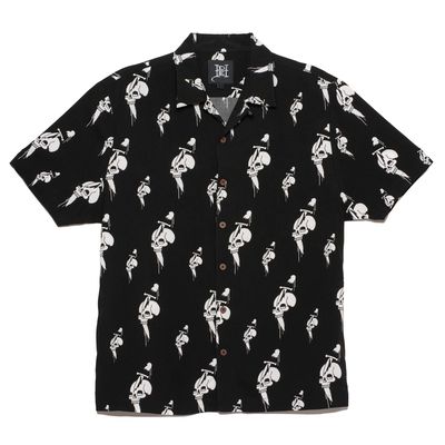 Ed Hardy Men's Dripping Skulls Print Camp Shirt in Black