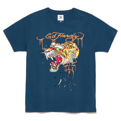 Ed Hardy Men's Screaming Tiger Short Sleeve Graphic T-Shirt in Navy