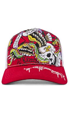 Ed Hardy Nyc Eagle Hat in Red.