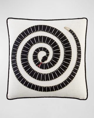 Eden Coiled Snake Pillow, 16" Square