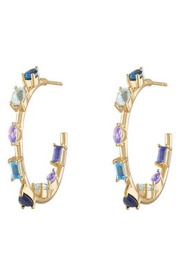 EDEN PRESLEY Goddess Mini Crystal Hoop Earrings in Blue
