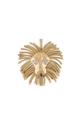 EDEN PRESLEY Roar Lion Diamond & Garnet Locket in Yellow Gold/Diamond
