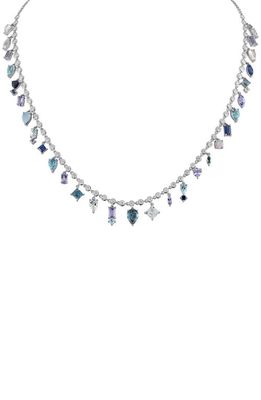 EDEN PRESLEY Shades of Blue Diamond & Blue Sapphire Collar Necklace in 14K White Gold