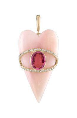 EDEN PRESLEY Stone & Diamond Heart Pendant in Pink Opal/Tourmaline
