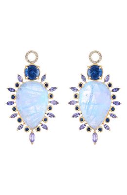 EDEN PRESLEY Stone & Diamond Huggie Hoop Earring Charms in Gold/Blue