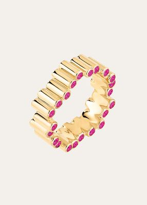 Edge Medium Ring with Pink Sapphires