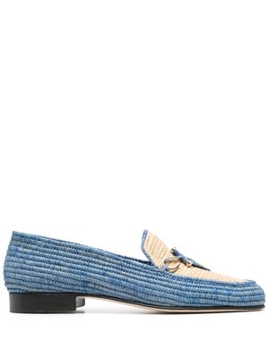 Edhen Milano Agadir interwoven raffia loafers - Blue