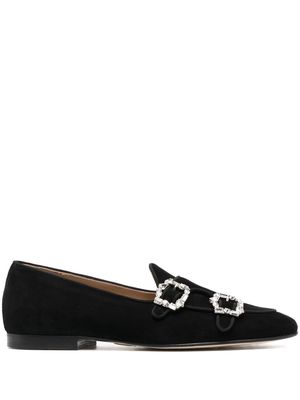 Edhen Milano crystal-buckle leather loafers - Black