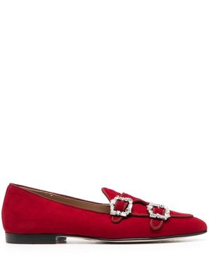 Edhen Milano crystal-buckle leather loafers - Red