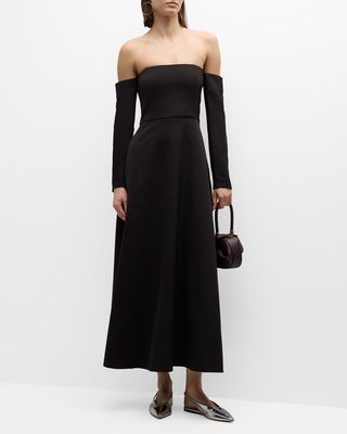 Edia Off-The-Shoulder Long-Sleeve Maxi Dress