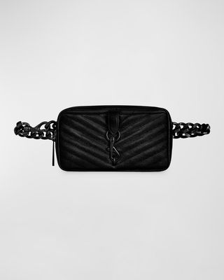 Edie Chevron-Quilted Leather Chain Belt Bag