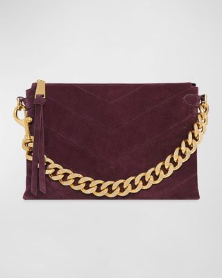 Edie Maxi Quilted Suede Crossbody Bag