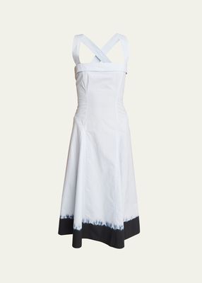 Edie Tie-Dye Sleeveless Poplin Midi Dress