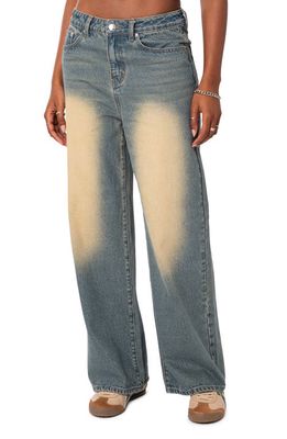 EDIKTED Braya Low Rise Baggy Jeans in Blue-Washed