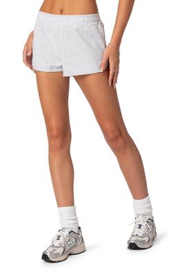 EDIKTED California Girl Cotton Blend Sweat Shorts in Gray-Melange