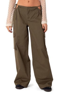 EDIKTED Carlo Low Rise Side Cutout Cargo Pants in Olive