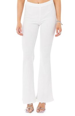 EDIKTED Claire Rib Flare Pants in White
