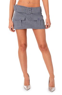 EDIKTED Corduroy Cargo Pocket Miniskirt in Blue