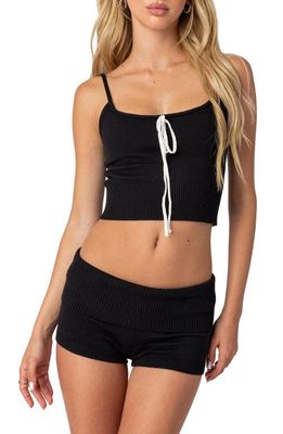 EDIKTED Don Tie Front Sweater Camisole in Black