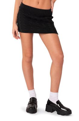 EDIKTED Emery Low Rise Cable Sweater Miniskirt in Black