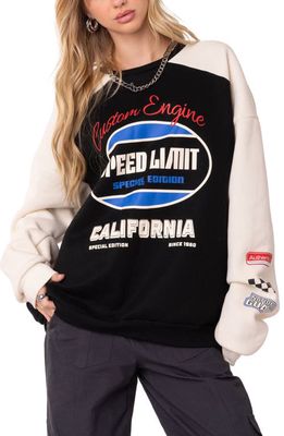 EDIKTED Fast Track Graphic Sweatshirt in Black
