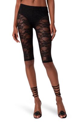 EDIKTED Gianna Sheer Lace Crop Leggings in Black