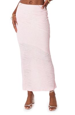 EDIKTED Laguna Mixed Stitch Back Slit Maxi Skirt in Light-Pink