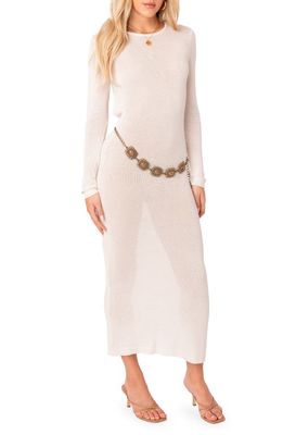 EDIKTED London Open Back Long Sleeve Knit Dress in White