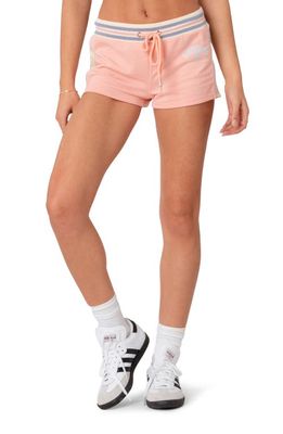 EDIKTED Low Rise Drawstring Stretch Cotton Shorts in Pink