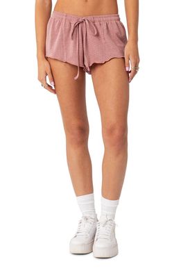EDIKTED Low Rise Pointelle Shorts in Pink
