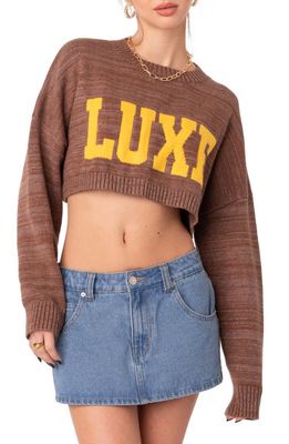 EDIKTED Luxe Crop Sweater in Brown