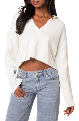 EDIKTED Marcie Oversize Crop Sweater in Cream