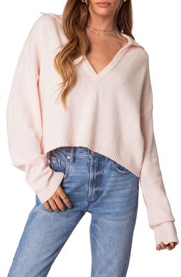 EDIKTED Marcie Oversize Crop Sweater in Light-Pink