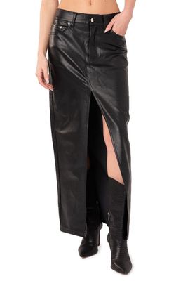 EDIKTED Neli Slit Front Faux Leather Maxi Skirt in Black