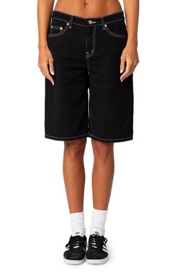EDIKTED Neva Denim Bermuda Shorts in Black