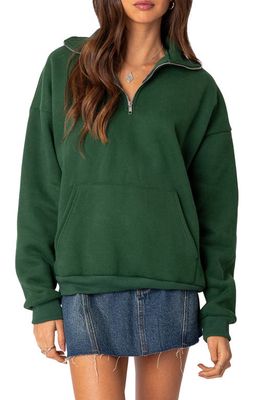 EDIKTED Oversize Quarter Zip Sweatshirt in Green