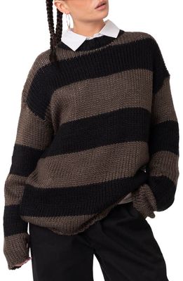 EDIKTED Oversized Stripe Crewneck Sweater in Mix